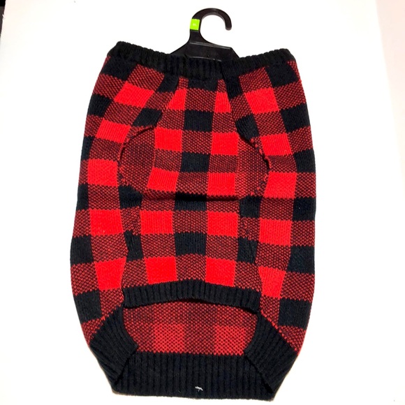 NEW Holiday Red & Black Buffalo Check Large Dog Knit Sweater Size XL - Picture 5 of 12
